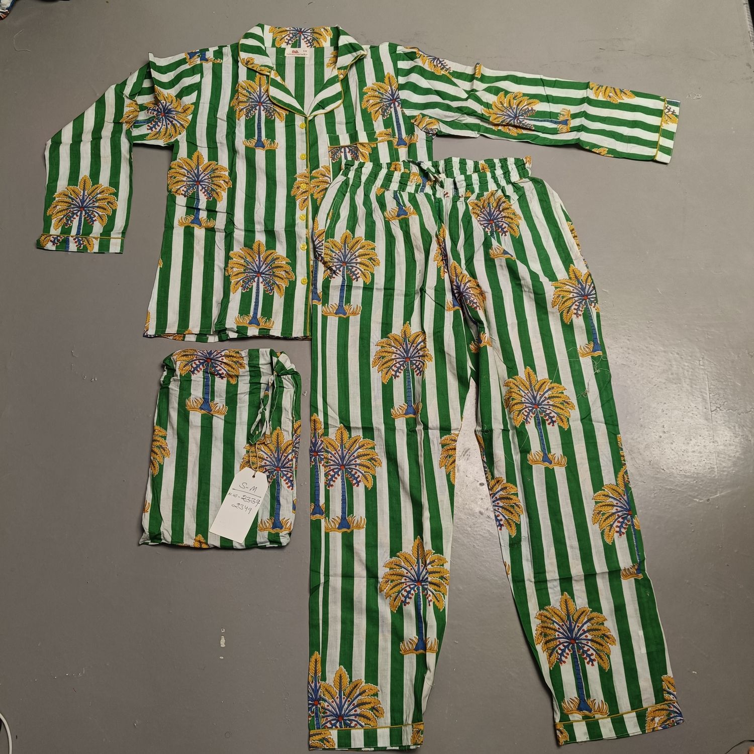 S-M Cotton Full Sleeves Pajamas Set