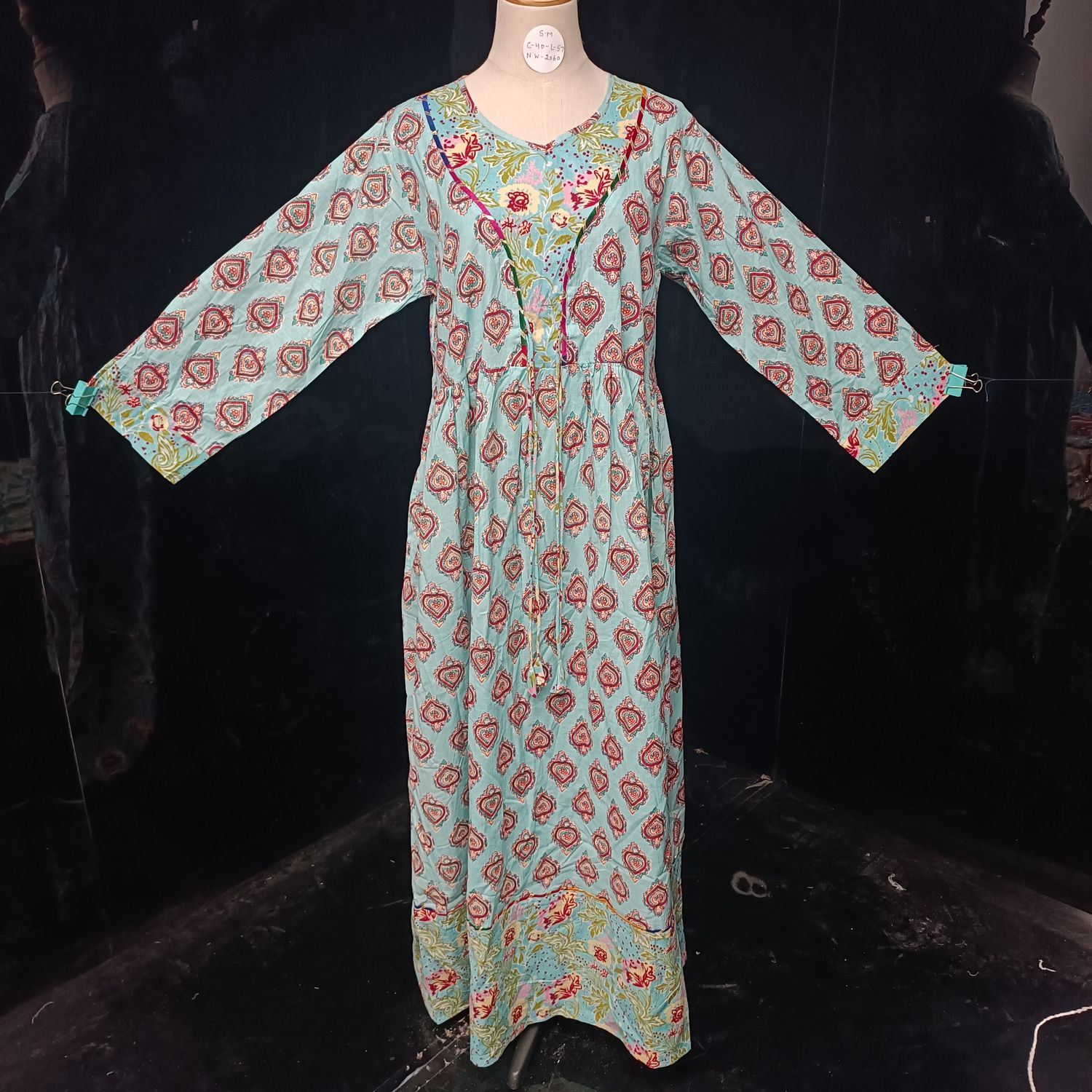 S/M Zaria Printed Cotton Dress 57"Long Jalabiya