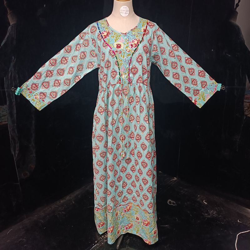 S/M Zaria Printed Cotton Dress 57"Long Jalabiya