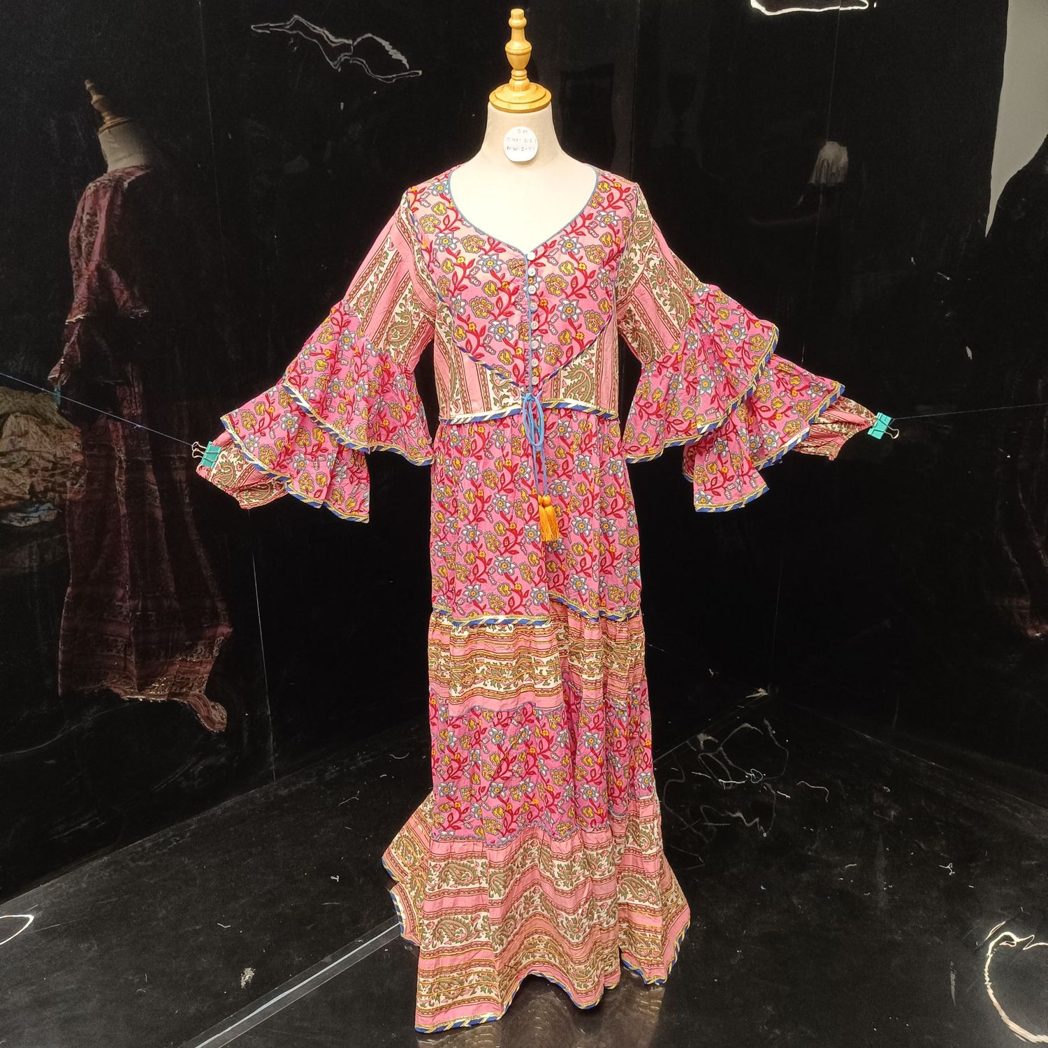 S/M Adeeba Printed Cotton Dress 57" Long Jalabiya