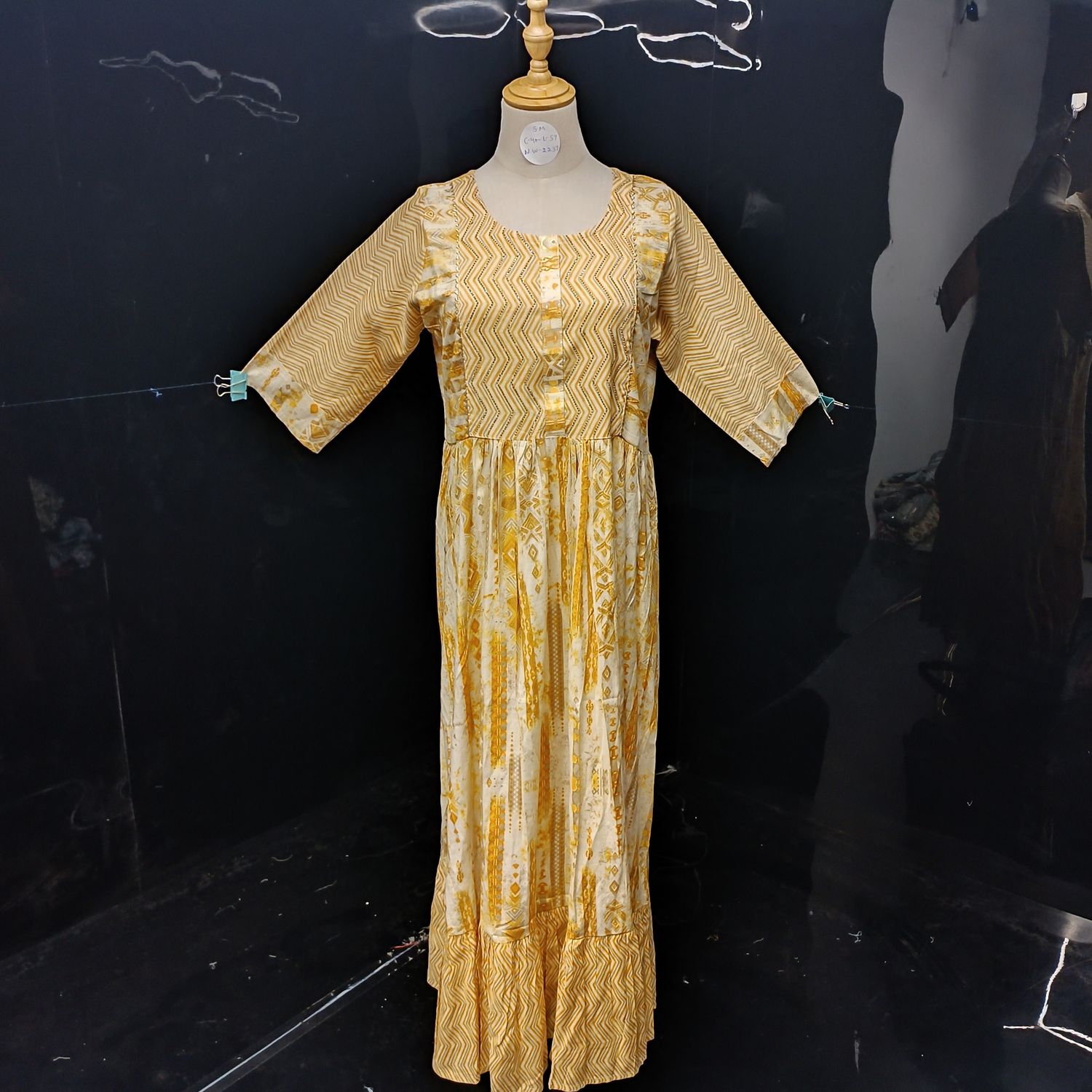 S-M Special Printed Cotton Dress 57" Long Sleeves Jalabiya