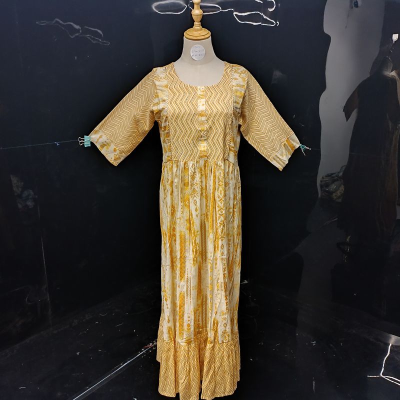 S-M Special Printed Cotton Dress 57" Long Sleeves Jalabiya