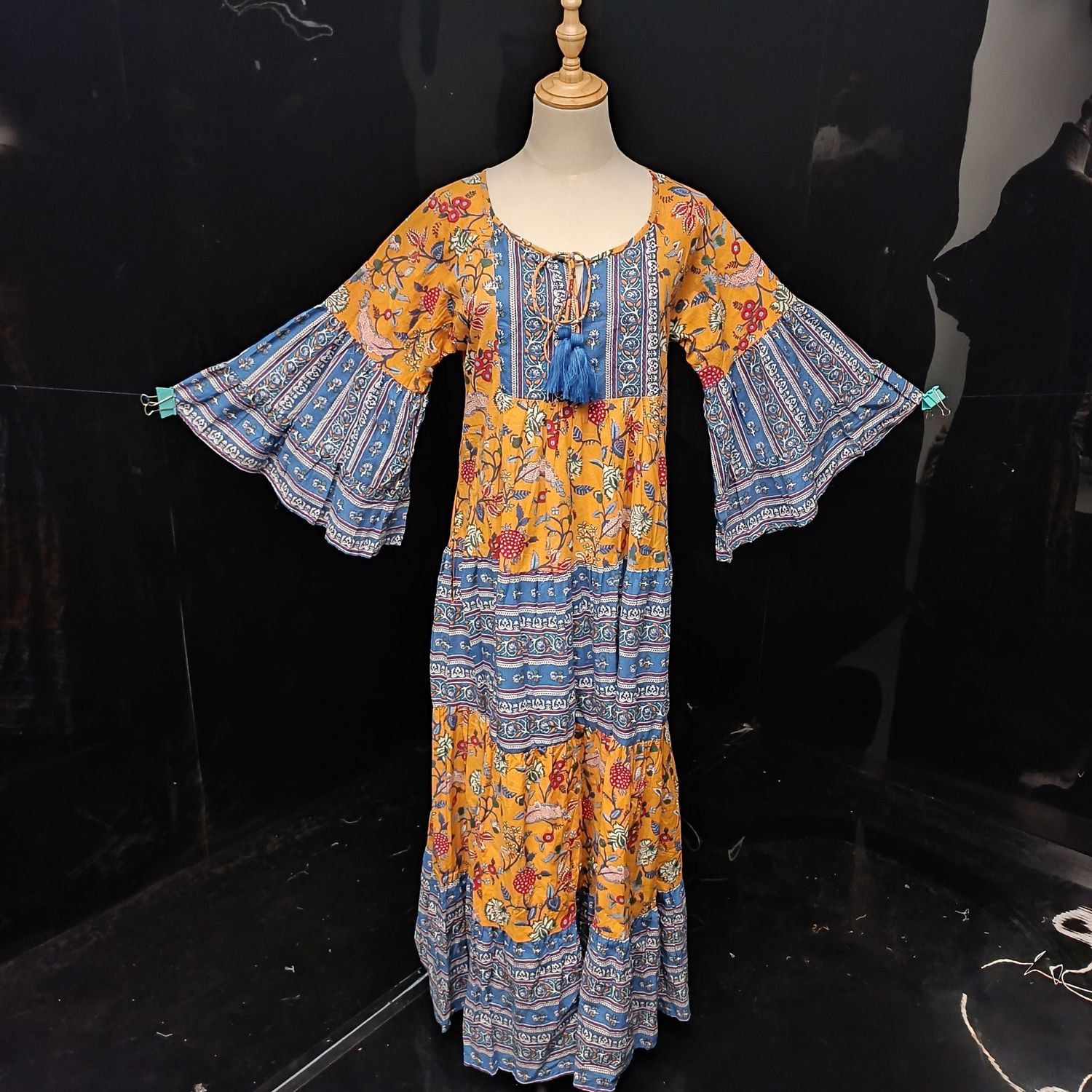 X/XS Gaby Printed Cotton Dress 54" Long Jalabiya