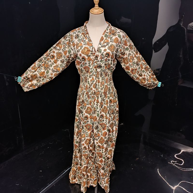 XS/S  Yuasa Printed Cotton Dress 54" Long Jalabiya