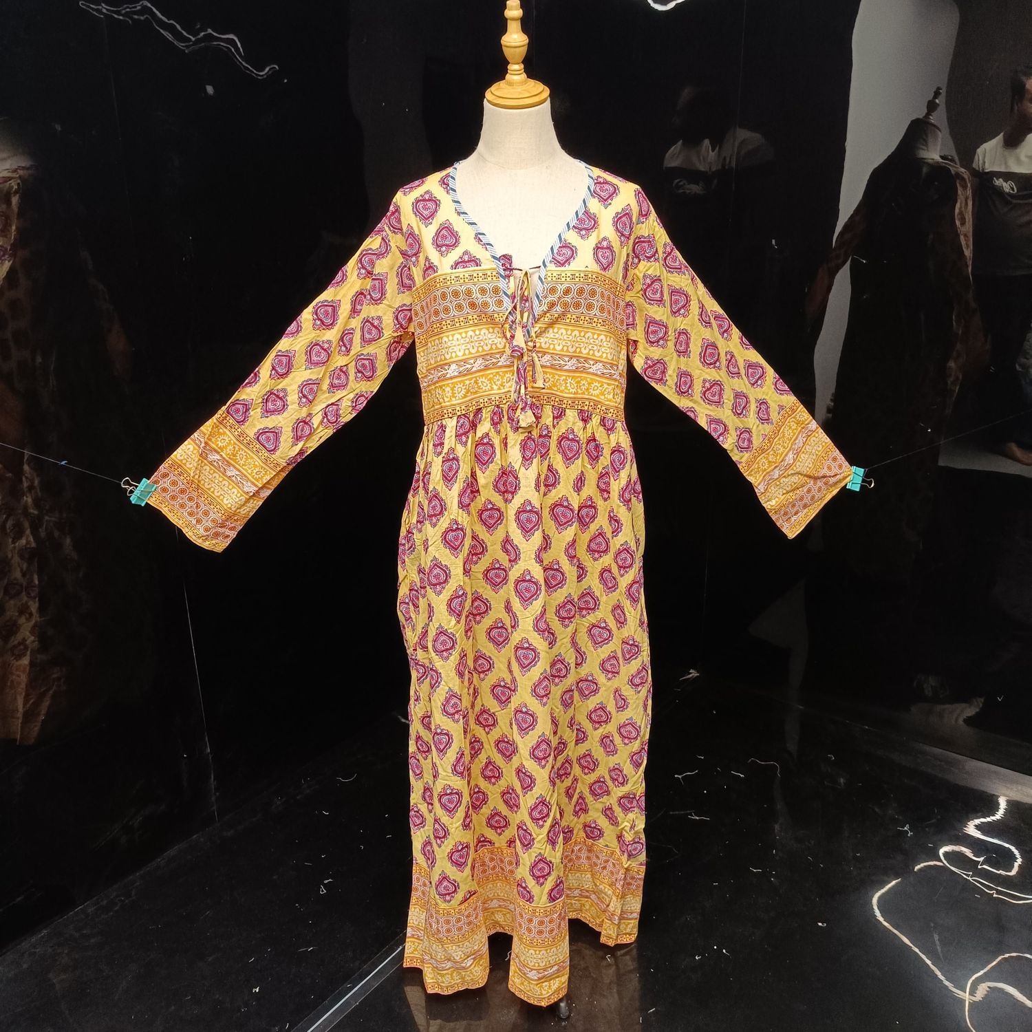 S/M  Beach Printed Cotton Dress 57" Long Jalabiya