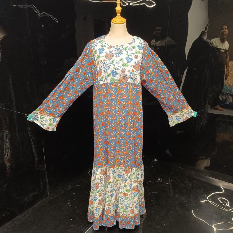 2XL/3XL Special Printed Cotton Dress 56" Long Jalabiya