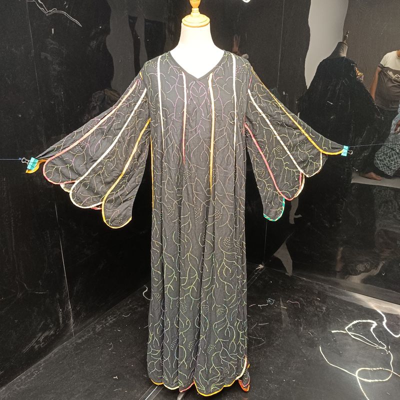 S/M  Meher Crystal printed Cotton  Dress 57" Long Jalabiya