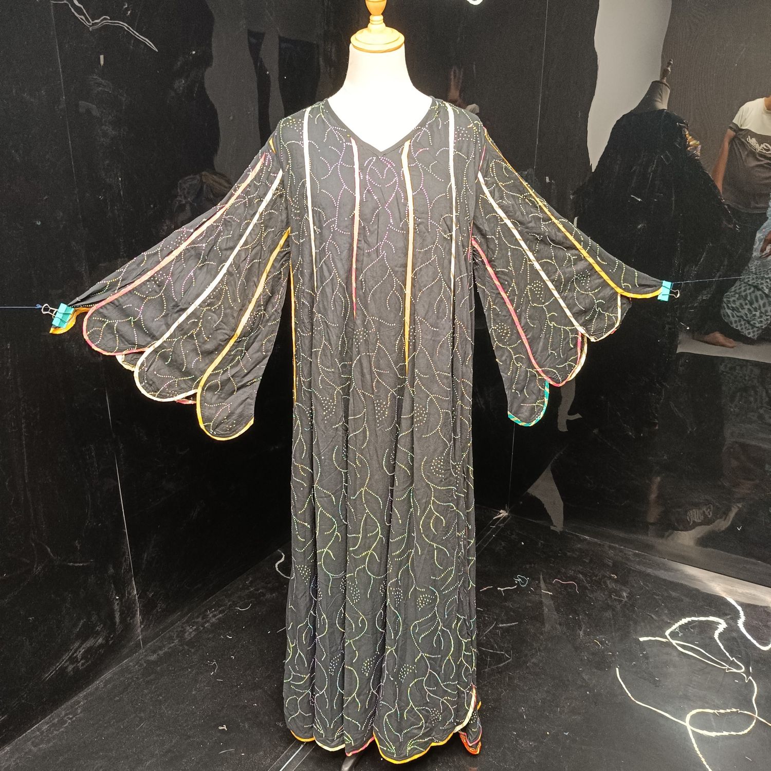 S/M  Meher Crystal printed Cotton  Dress 57" Long Jalabiya