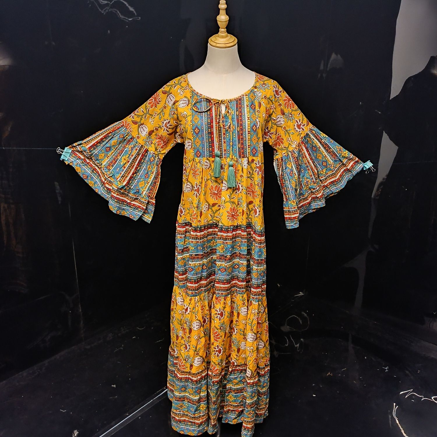 X/XS Gaby Printed Cotton Dress 54" Long Jalabiya