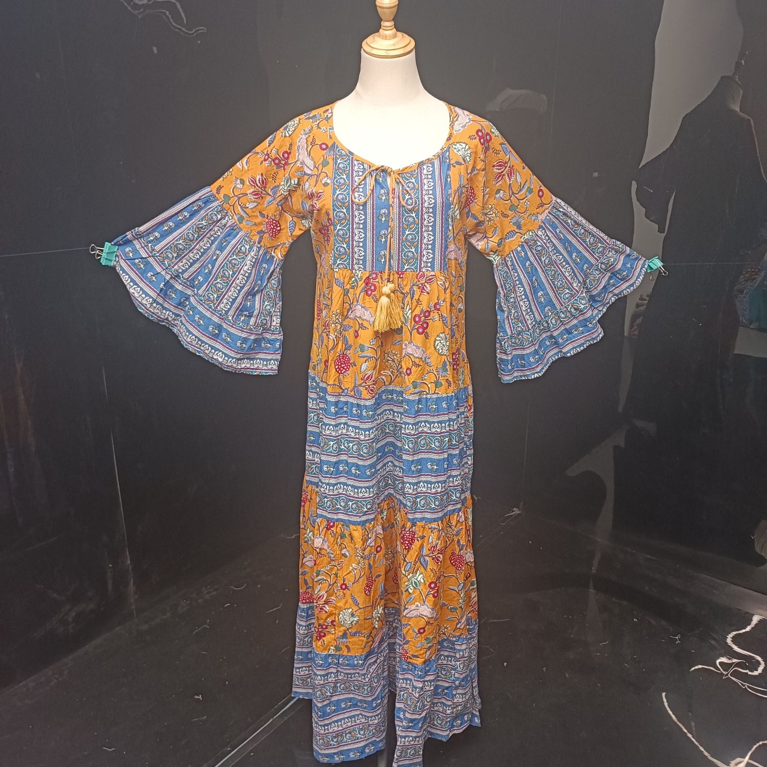 X/XS Gaby Printed Cotton Dress 54" Long Jalabiya