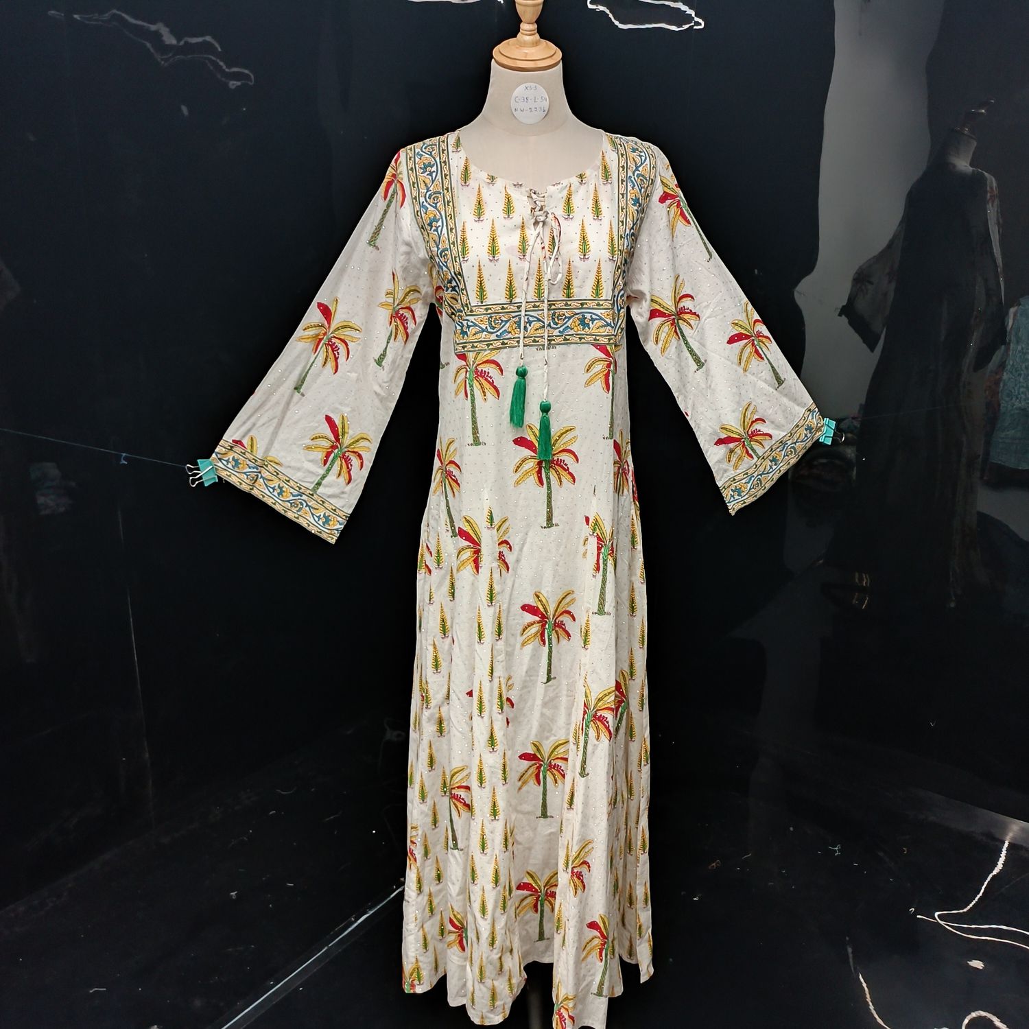 XS/S Anaya Crystal  Printed Cotton Dress 54" Long Jalabiya