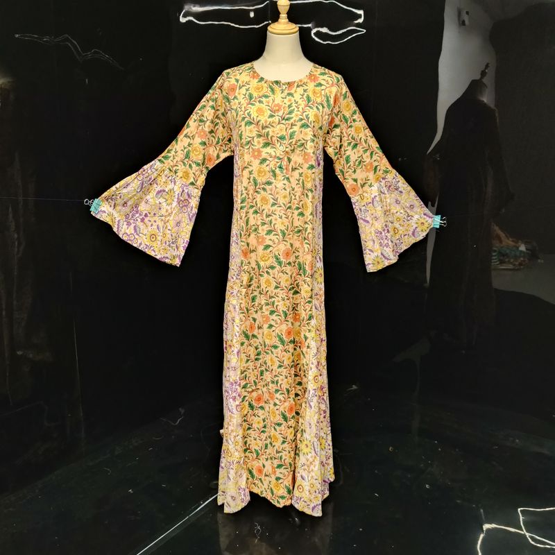 S/M Marry  Printed Cotton Dress 57" Long Jalabiya