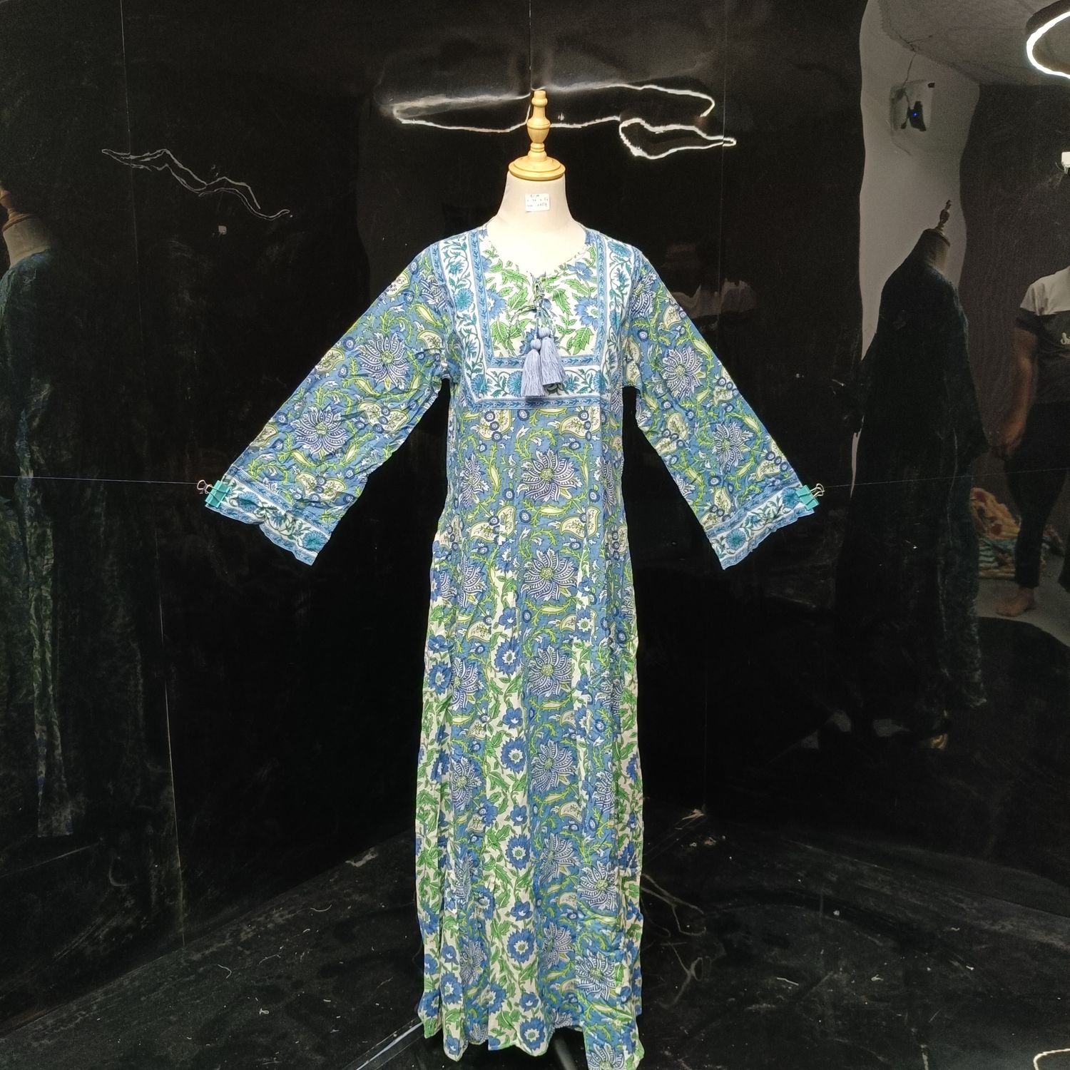 S/M  Anaya Printed Cotton Dress 57"Long Jalabiya