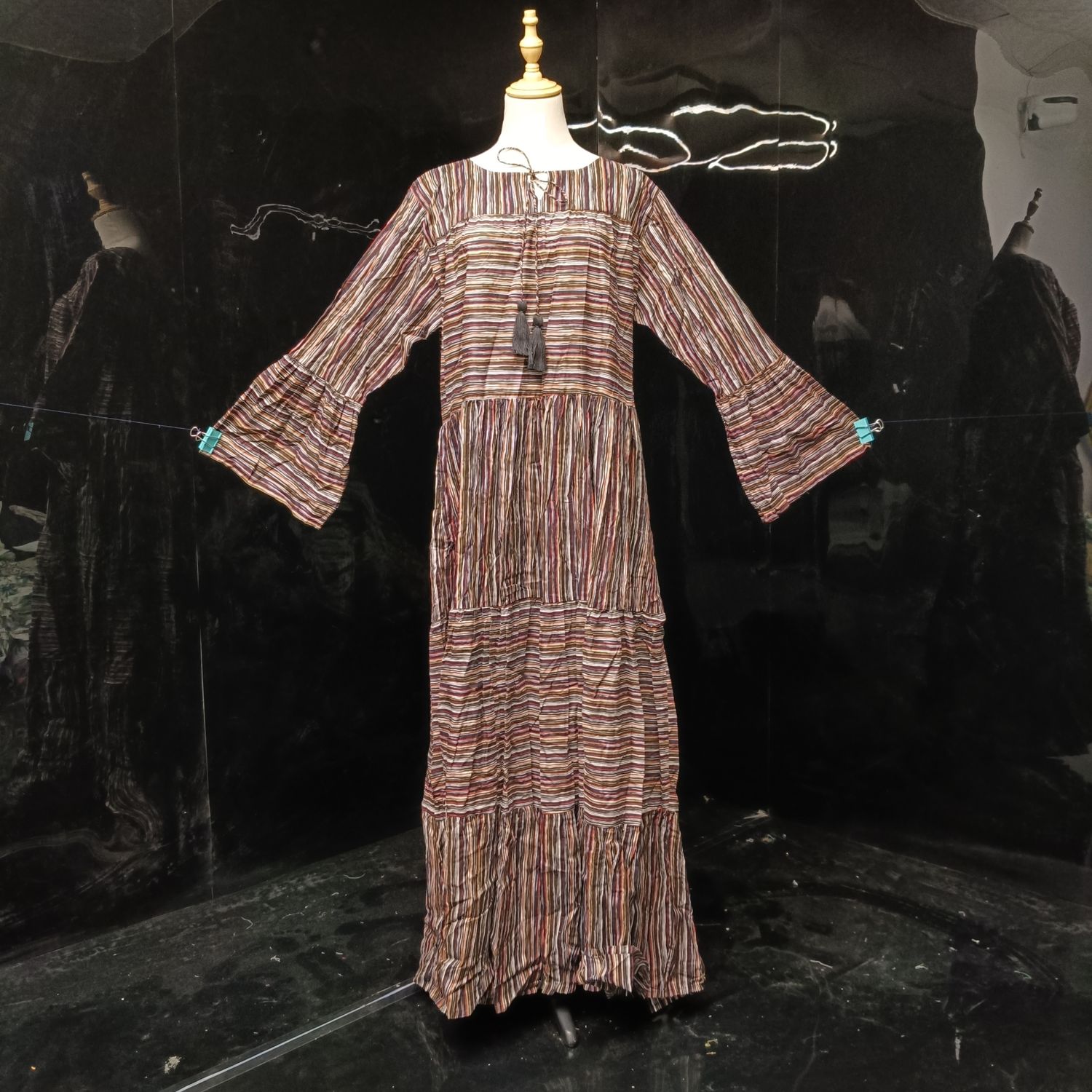 L/XL Abiya Pink Cotton Dress 57" Long Jalabiya