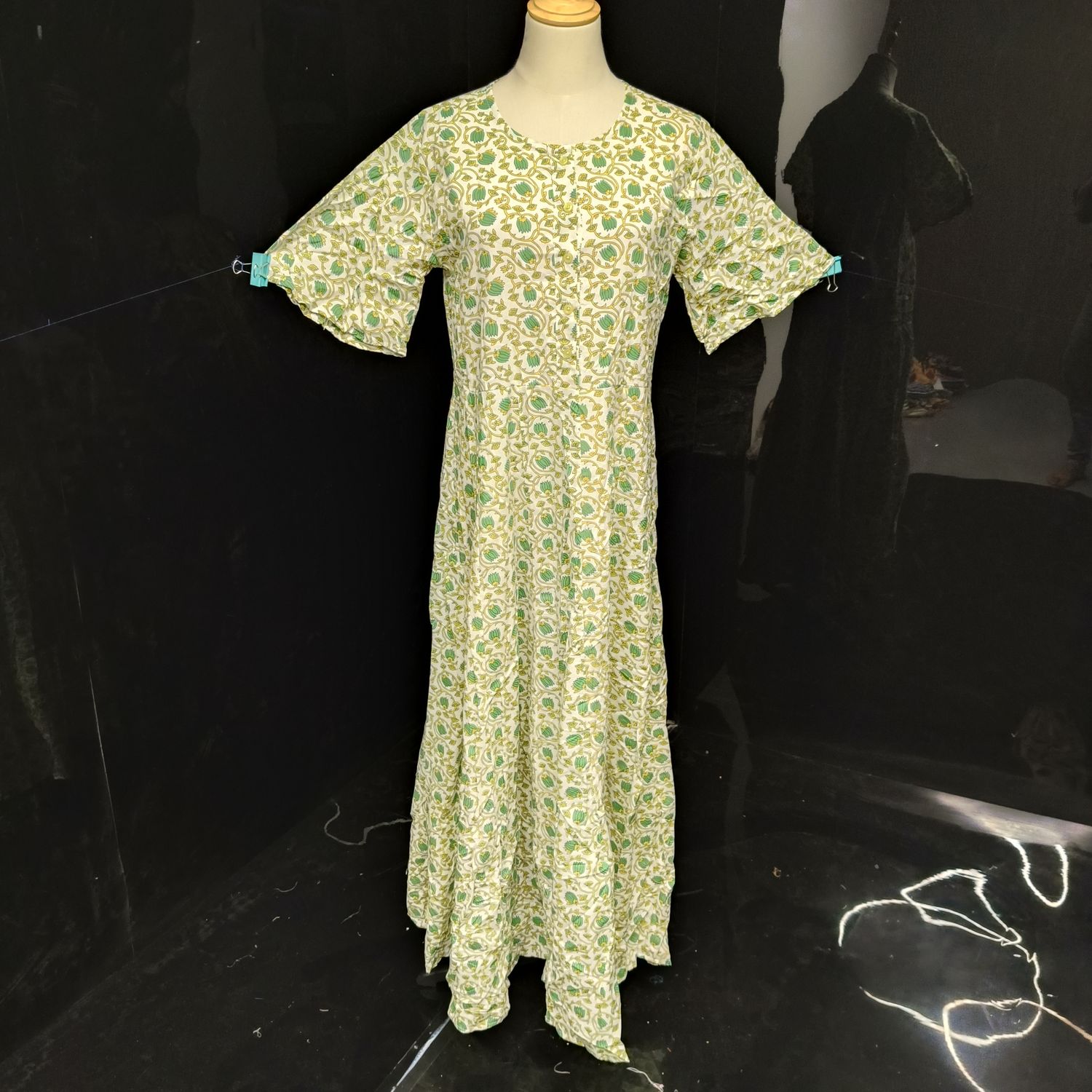 S-M Special Printed Cotton Dress 57" Long Sleeves Jalabiya