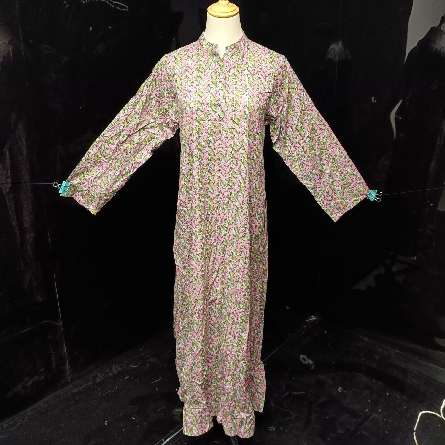 XS/S Special Printed Cotton Dress 54" Long Sleeves Jalabiya