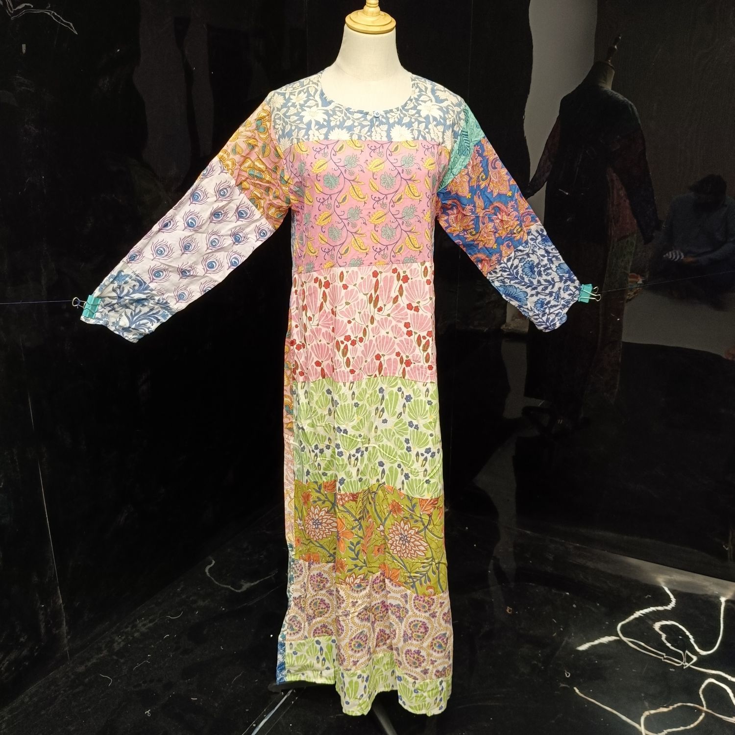 XS/S Special Printed Cotton Dress 54" Long Sleeves Jalabiya