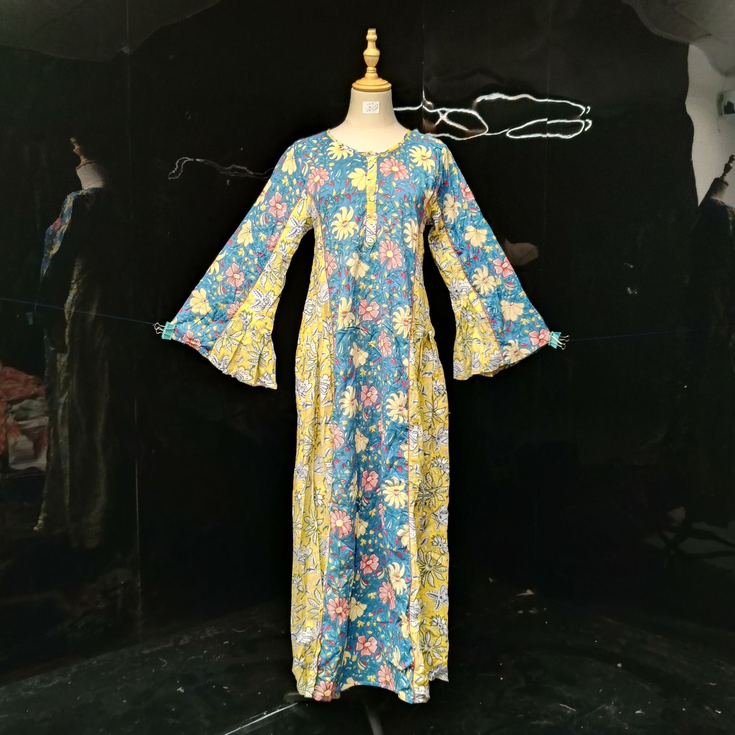 XS/S Mahdis Printed Cotton Dress 53" Long Jalabiya