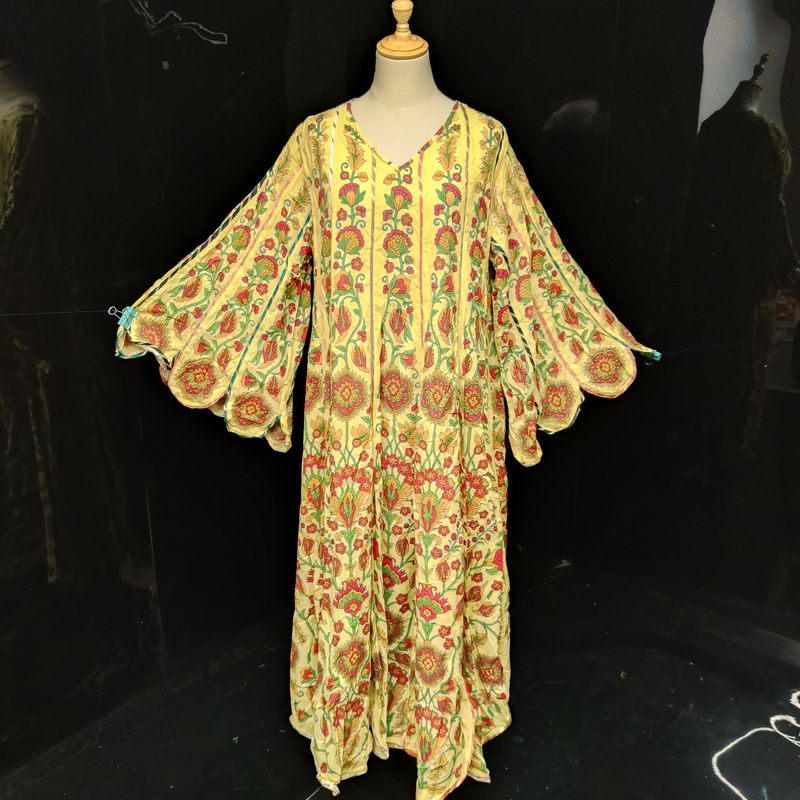 L/XL Meher  Multi Printed Cotton Dress 57" Long Jalabiya