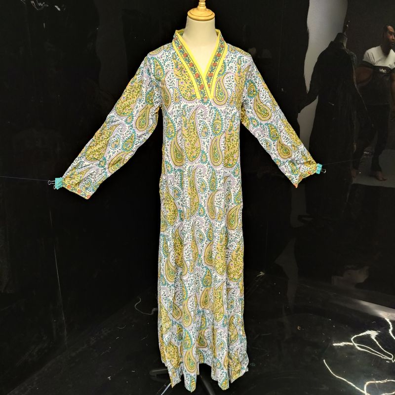  Teena XS/S Printed Cotton Dress 54" Long Jalabiya