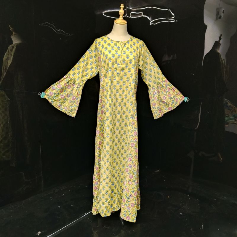 S/M Marry  Printed Cotton Dress 57" Long Jalabiya