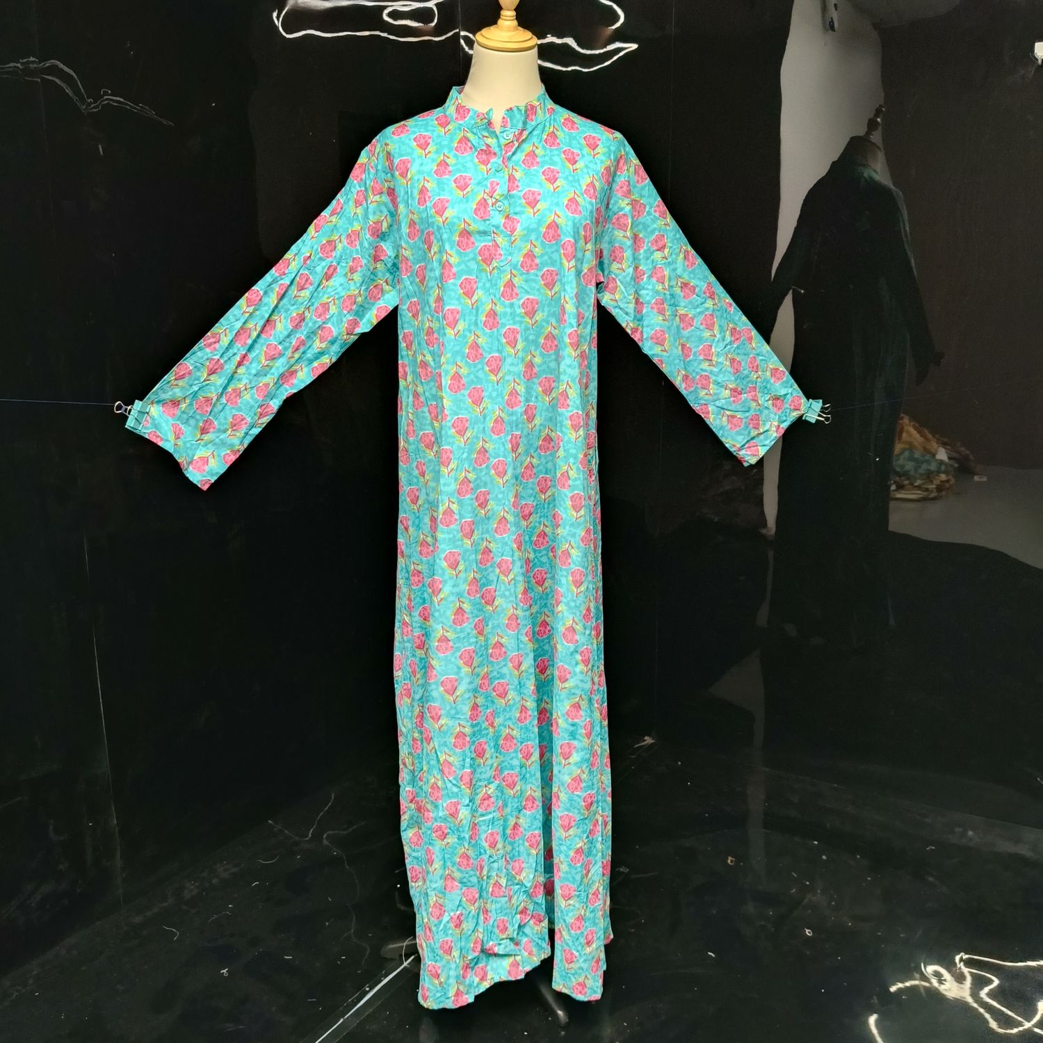 L/XL Special Multi Printed Cotton Dress 57" Long Jalabiya