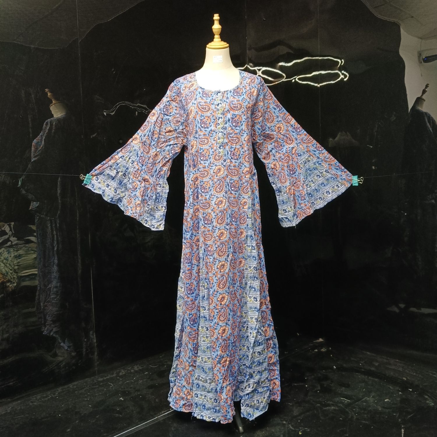 L/XL Kiai Multi Printed Cotton Dress 57" Long Jalabiya