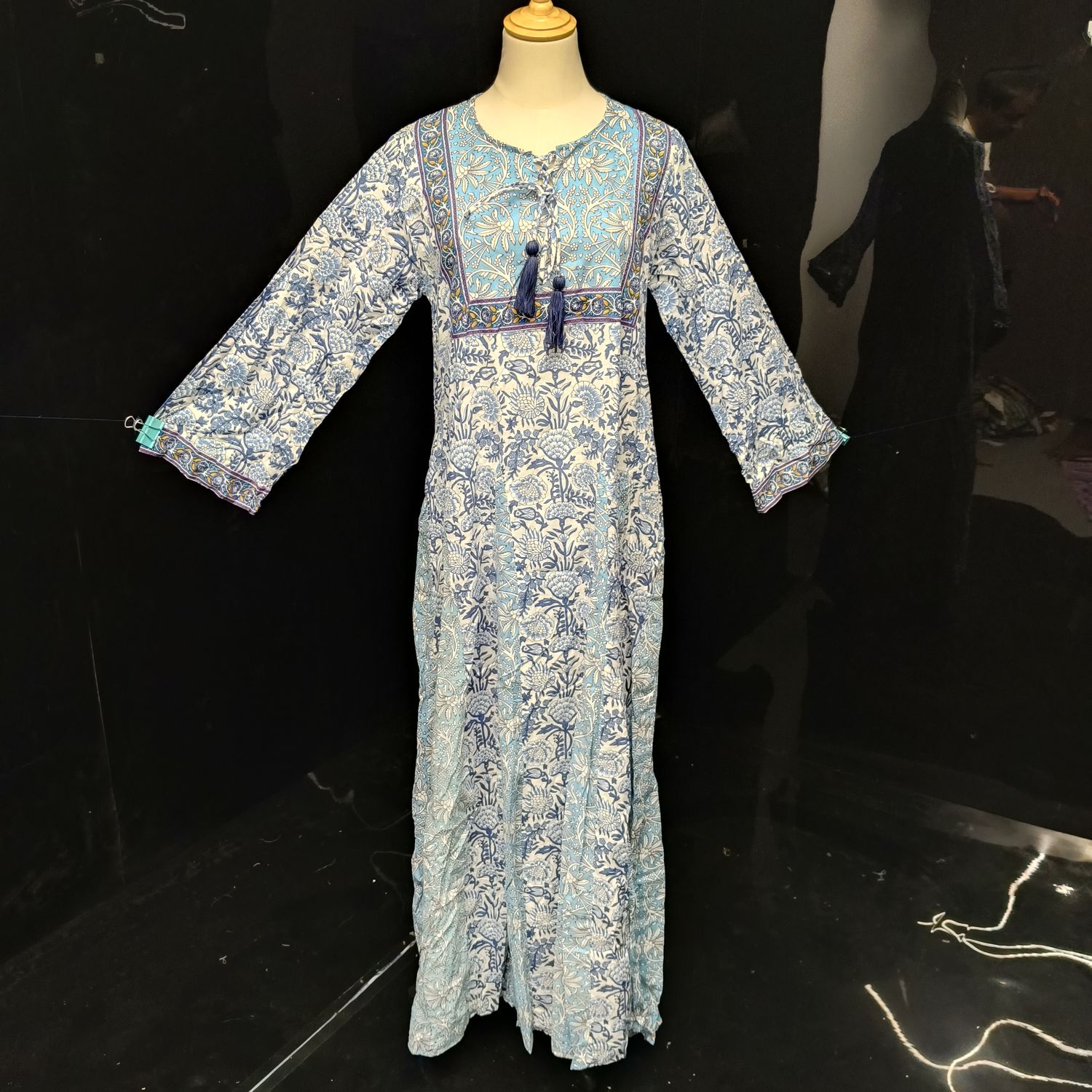 S/M  Anaya Printed Cotton Dress 57"Long Jalabiya