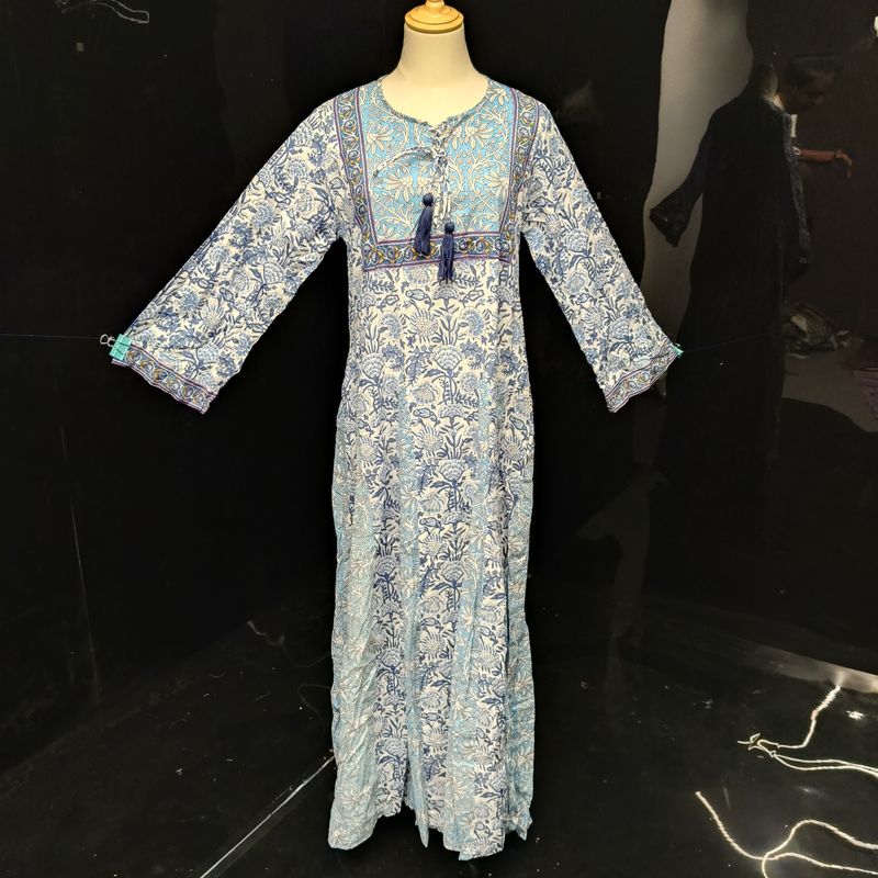 S/M  Anaya Printed Cotton Dress 57"Long Jalabiya