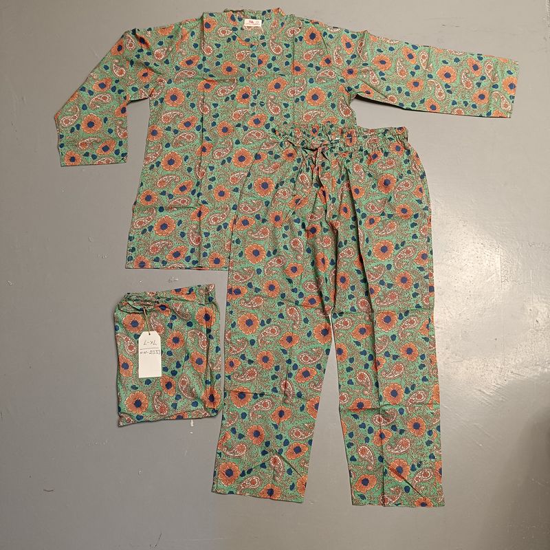 L-XL Cotton 39" Pajamas Set full sleeves