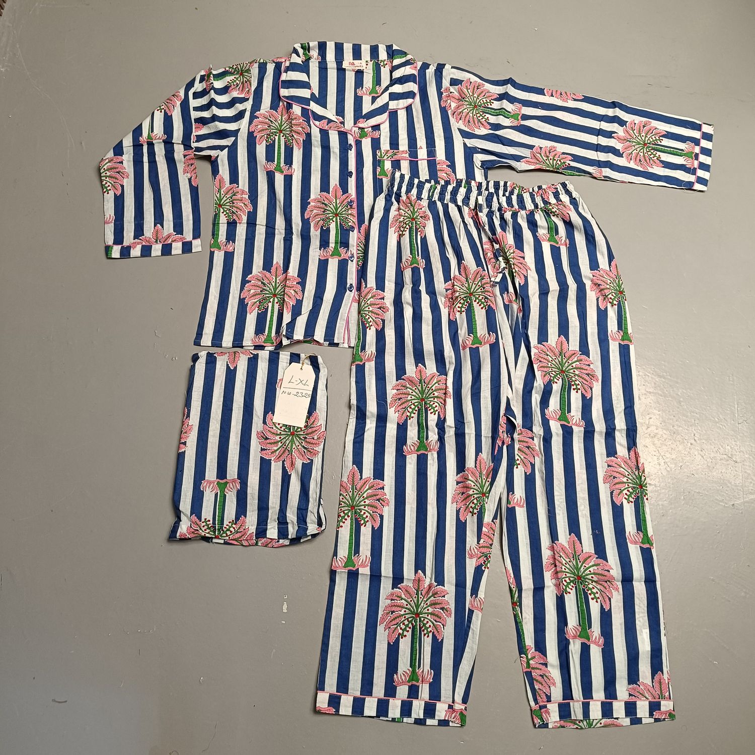 L-XL Cotton 39" Pajamas Set full sleeves