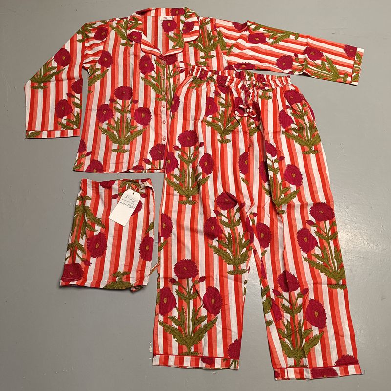 L-XL Cotton 39" Pajamas Set full sleeves