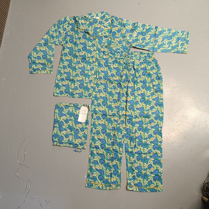L-XL Cotton 39" Pajamas Set full sleeves