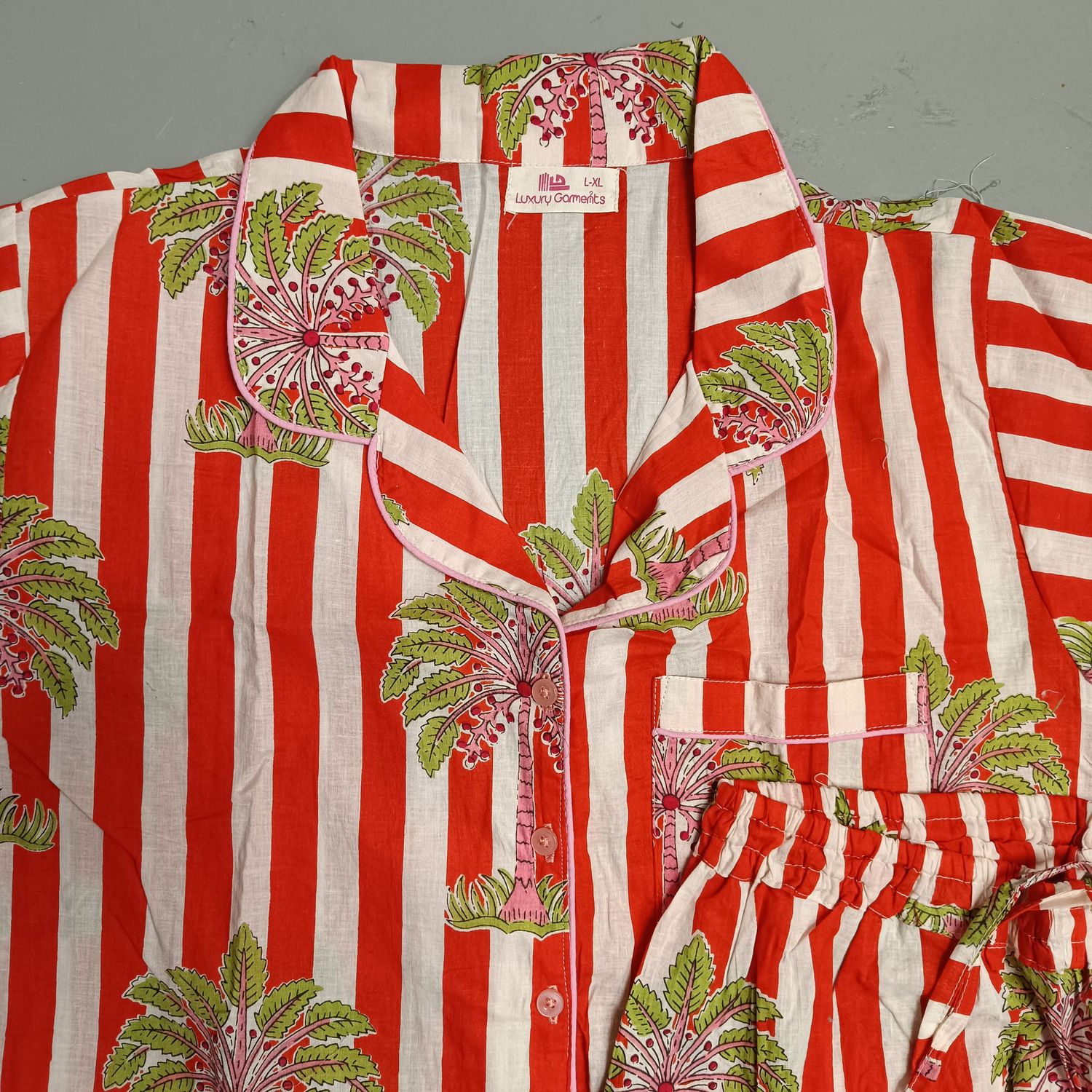 L-XL Cotton 39" Pajamas Set full sleeves