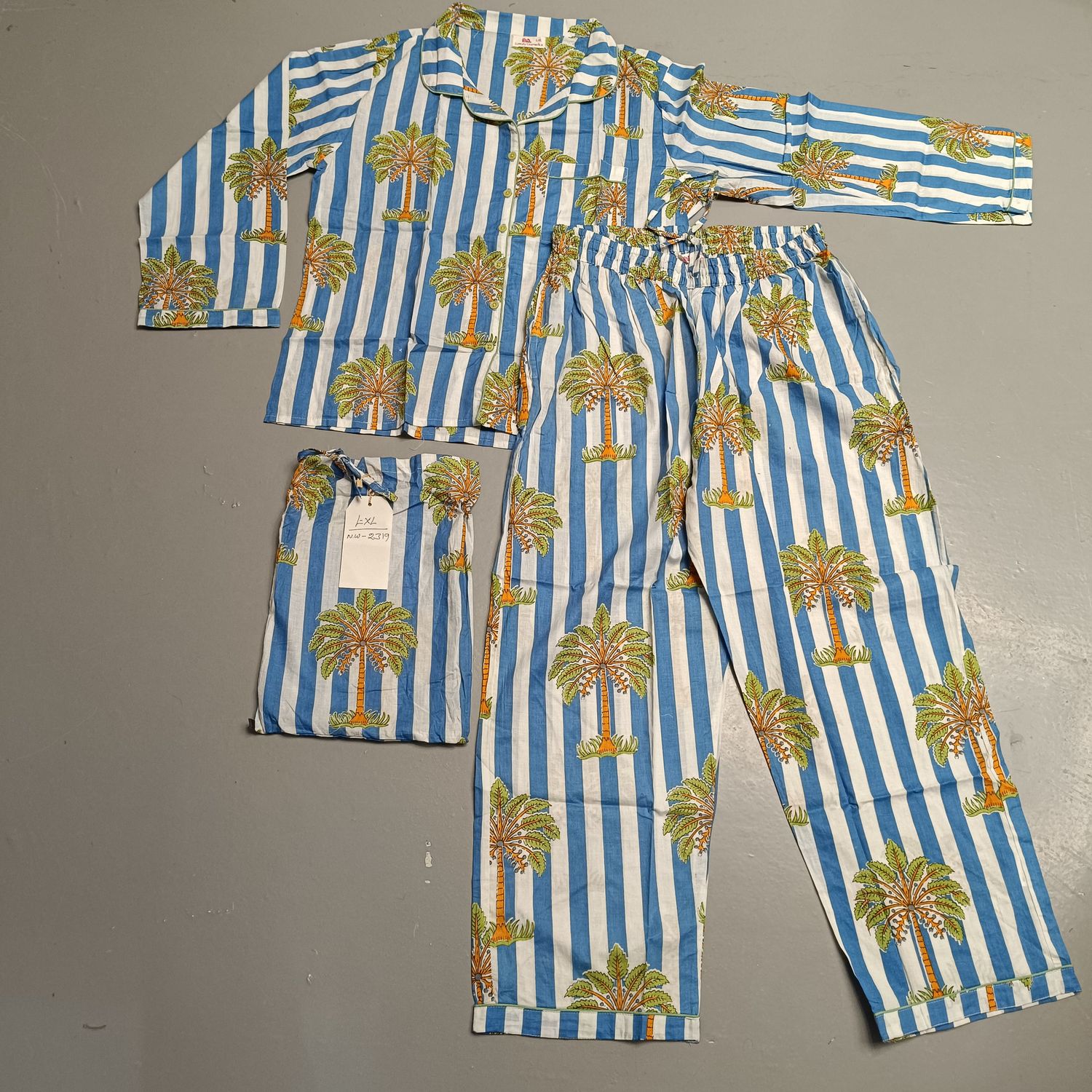 L-XL Cotton 39" Pajamas Set full sleeves