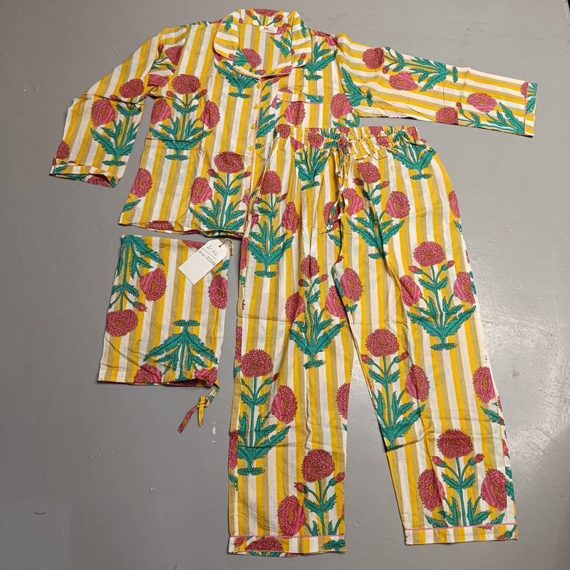 L-XL Cotton 39" Pajamas Set full sleeves