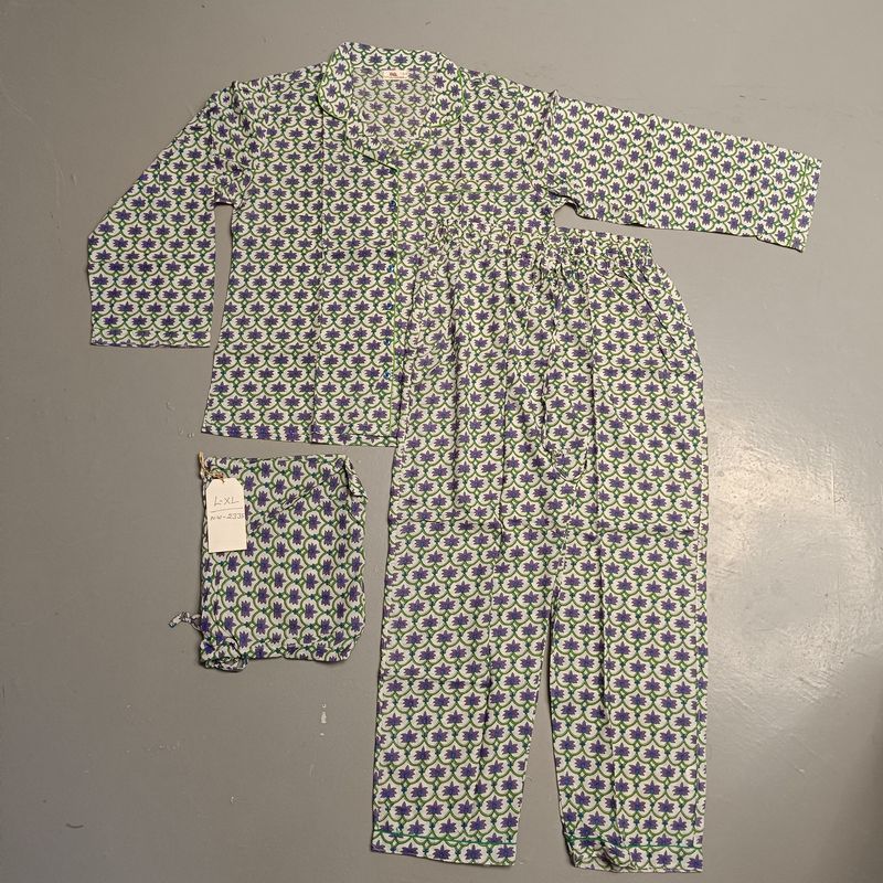 L-XL Cotton 39" Pajamas Set full sleeves