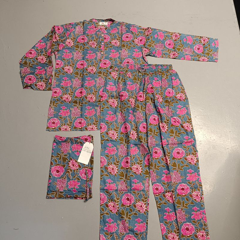 L-XL Cotton 39" Pajamas Set full sleeves