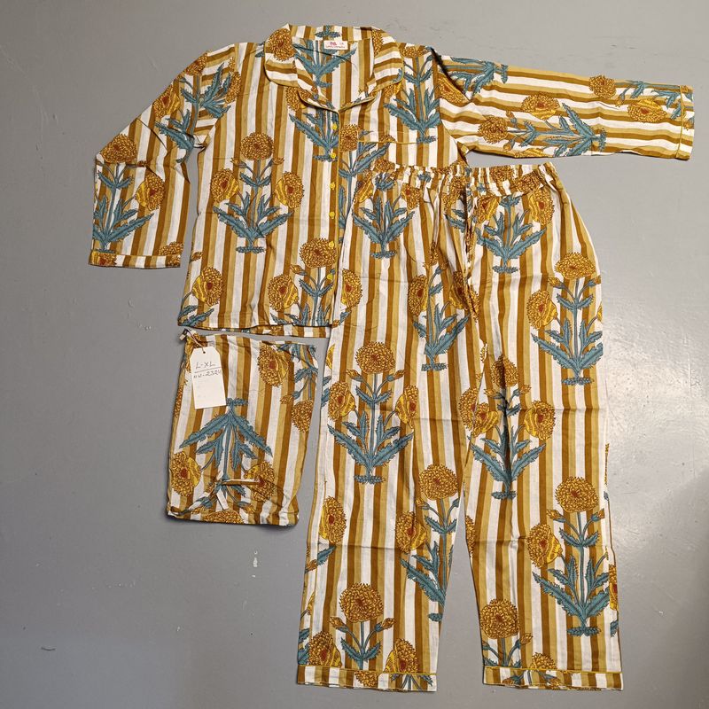 L-XL Cotton 39" Pajamas Set full sleeves