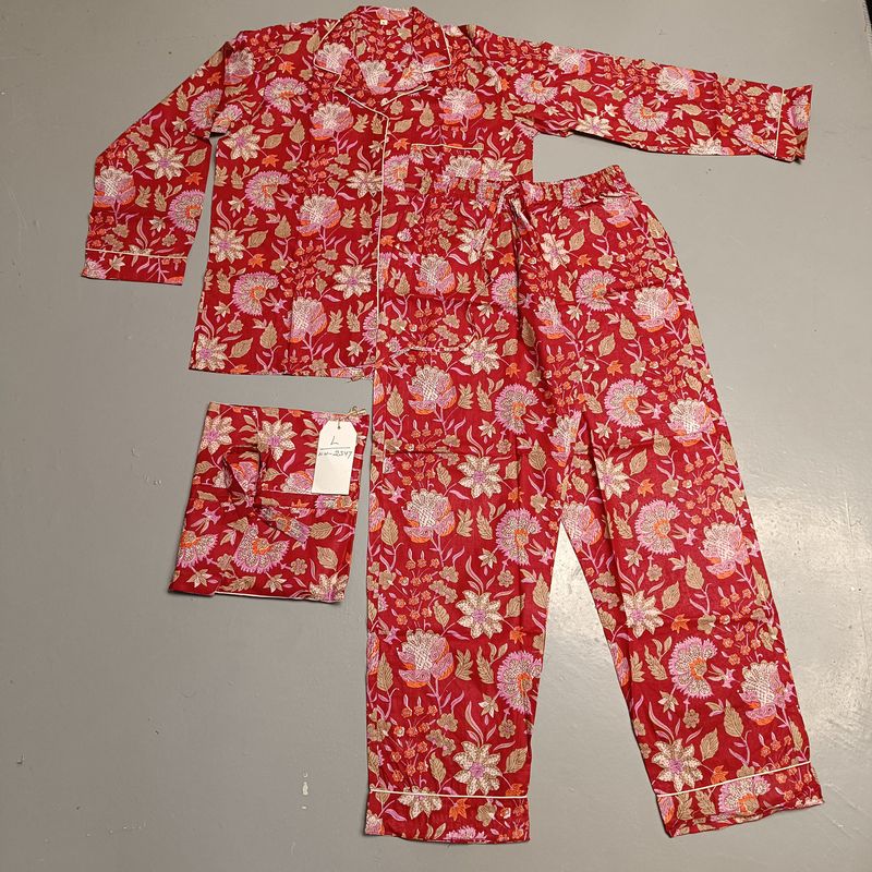 L-XL Cotton 39" Pajamas Set full sleeves