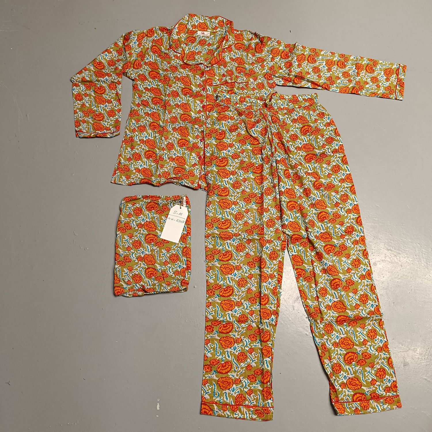 S-M Cotton Full Sleeves Pajamas Set