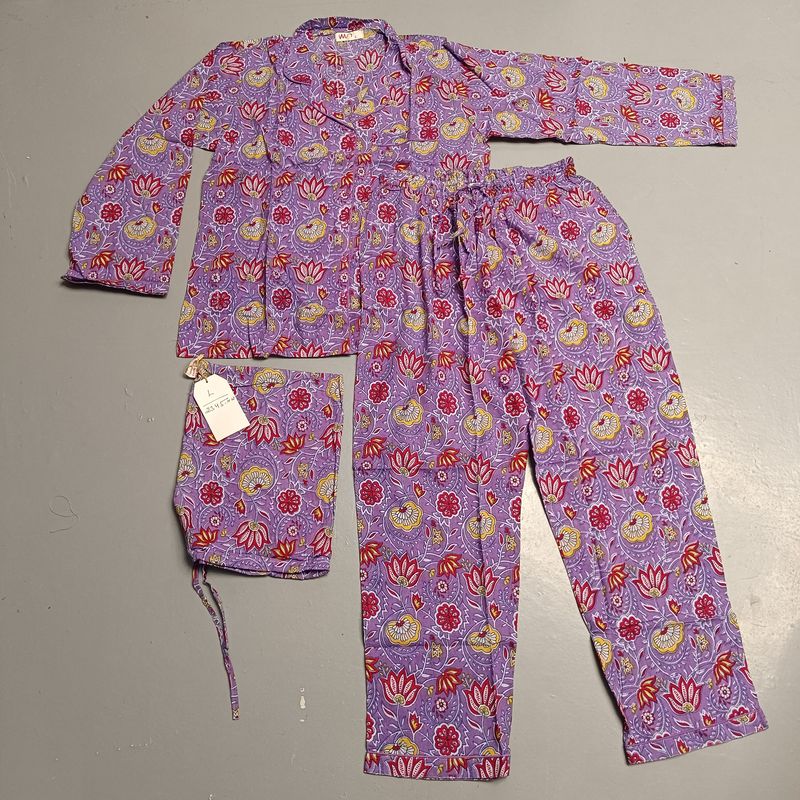 L-XL Cotton 39" Pajamas Set full sleeves