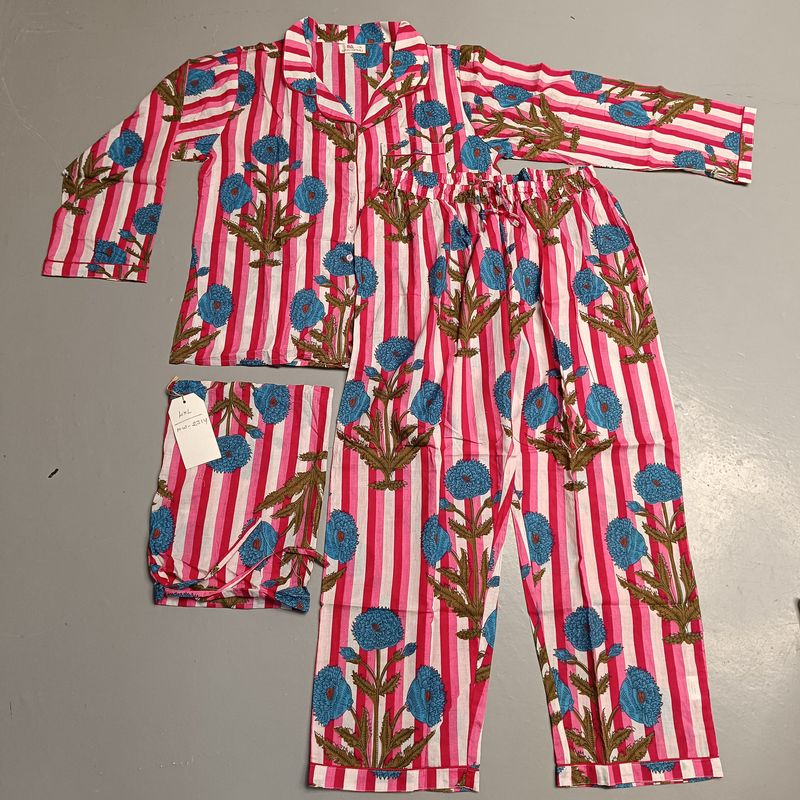 L-XL Cotton 39" Pajamas Set full sleeves