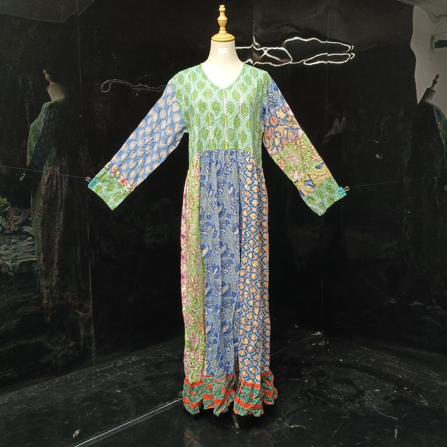 S/M Special Crystal Printed Cotton Dress 57" Long Jalabiya