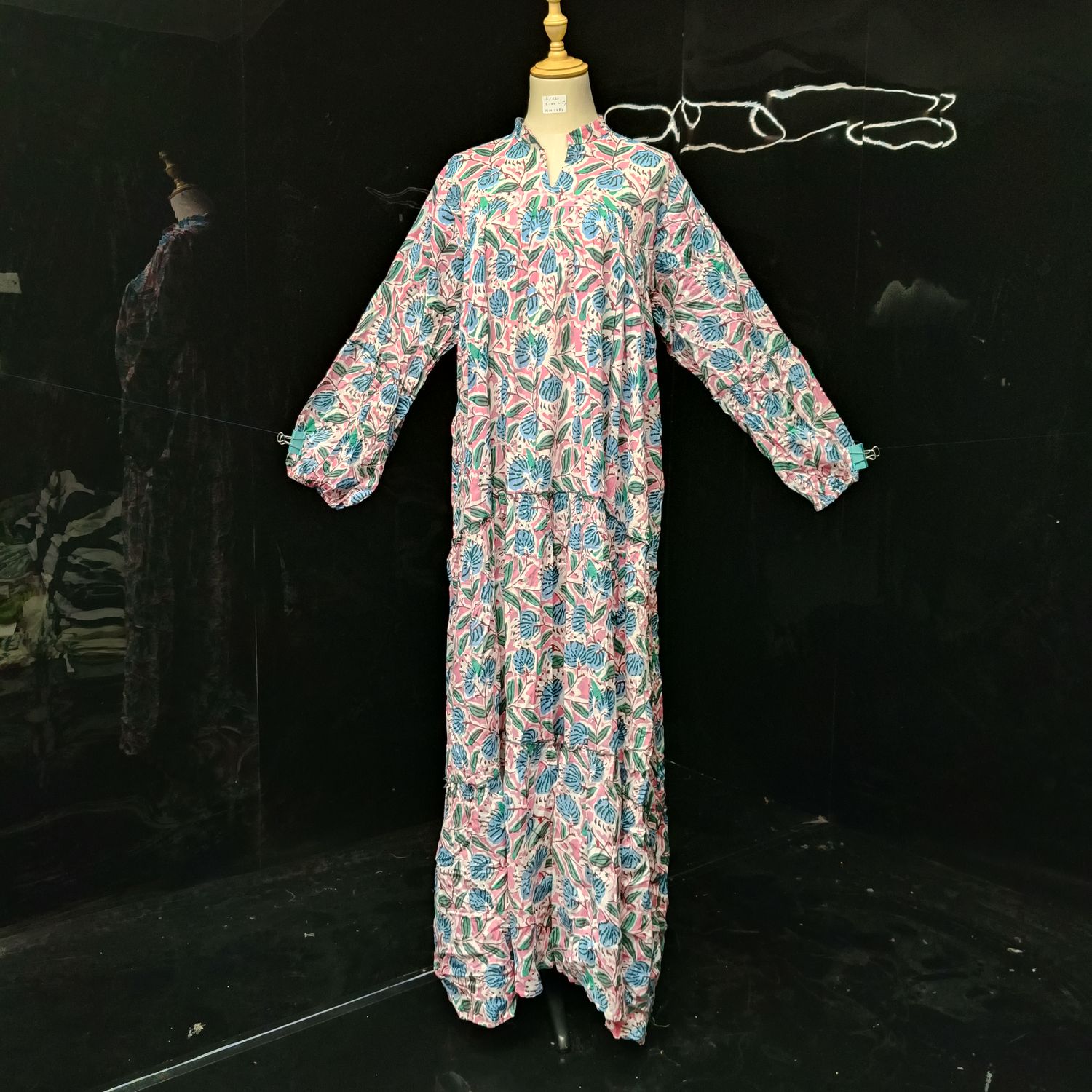 L-XL Ziya Printed Cotton Dress 57'' Long Jalabiya