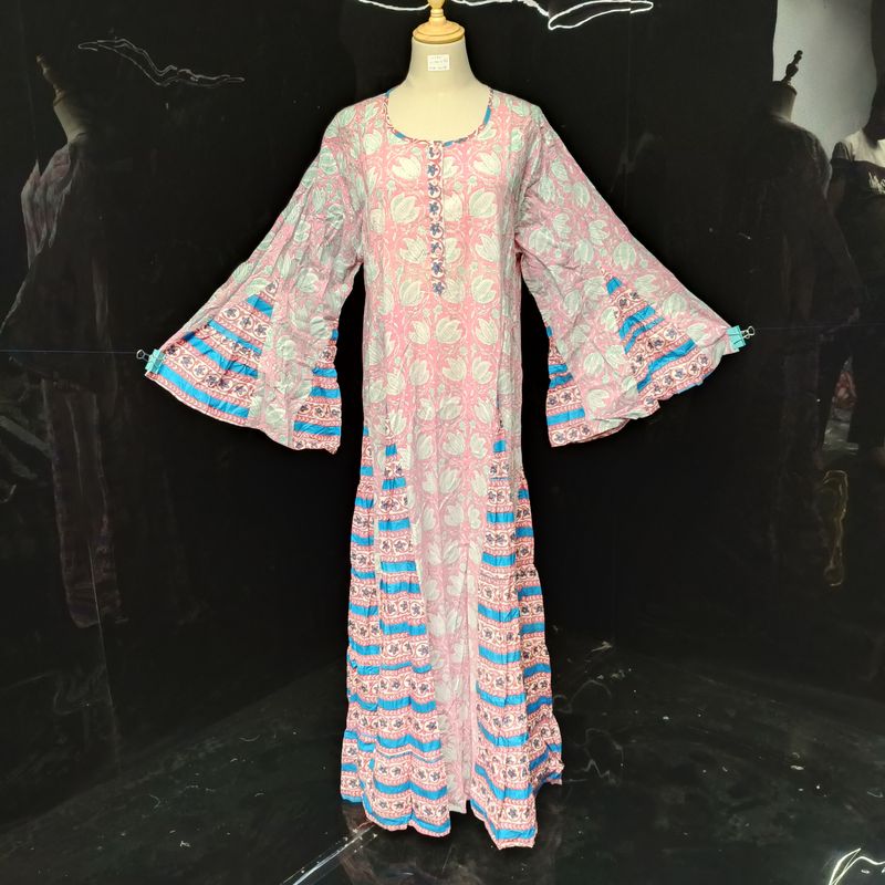 L/XL Special  Printed Cotton Dress 57" Long Jalabiya