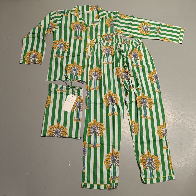 2XL-3XL Cotton  Pajamas Set full sleeves