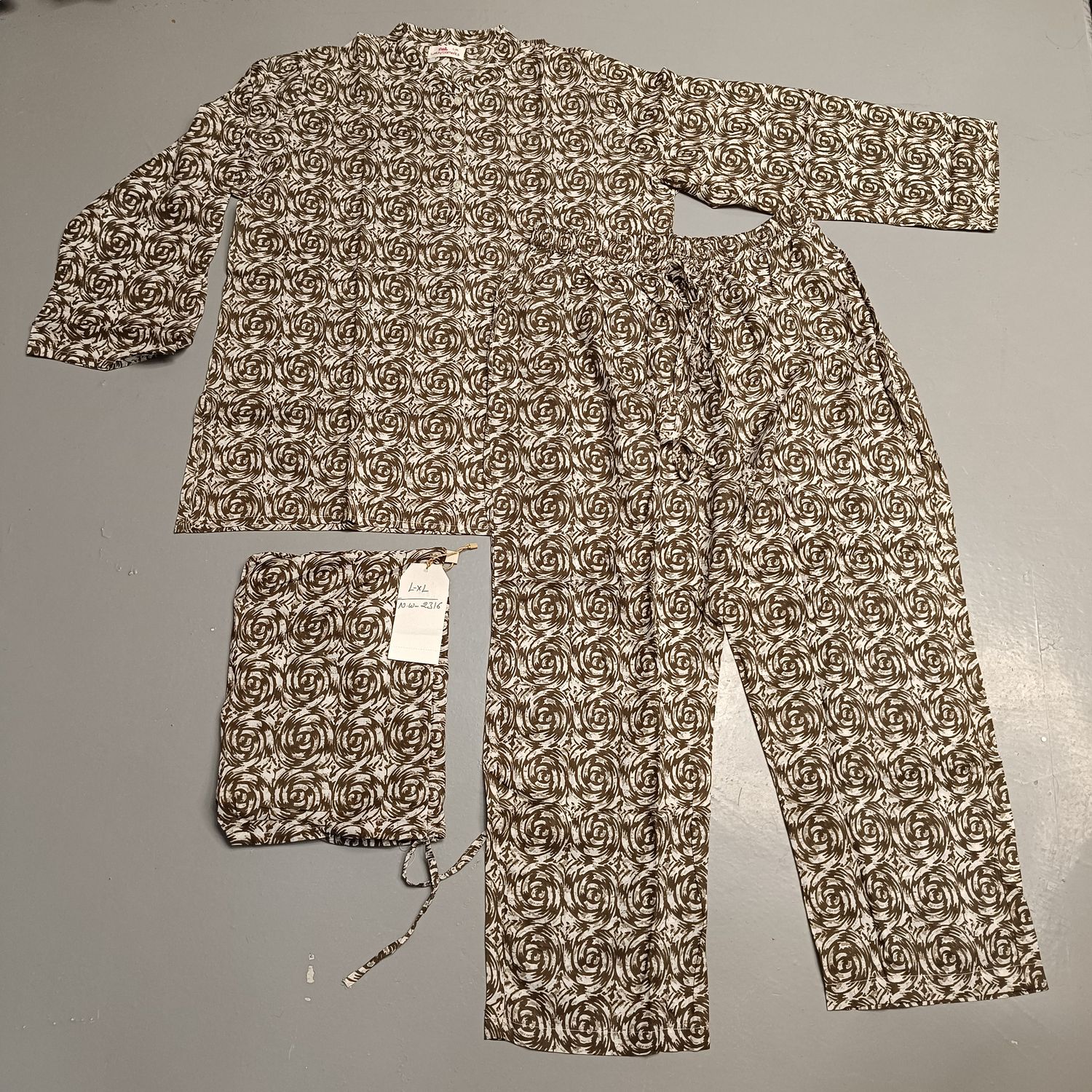 L-XL Cotton 39" Pajamas Set full sleeves