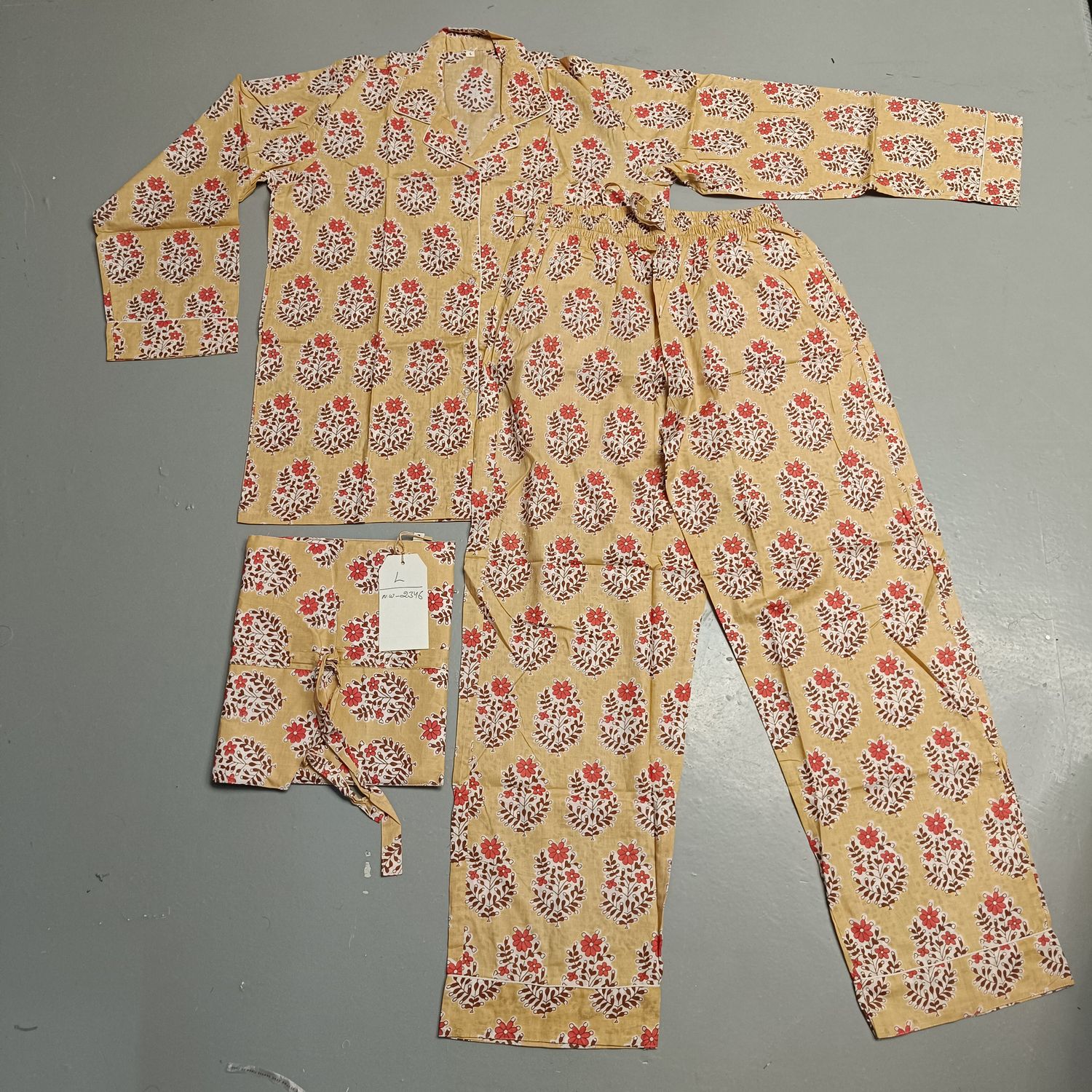 L-XL Cotton 39" Pajamas Set full sleeves