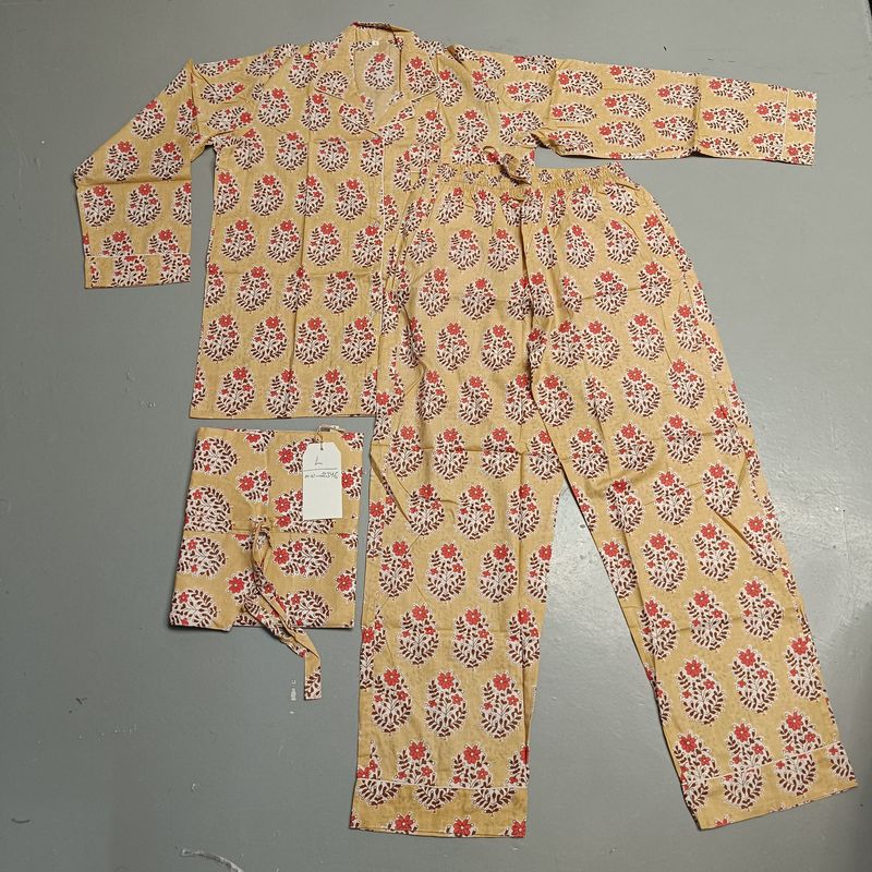L-XL Cotton 39" Pajamas Set full sleeves